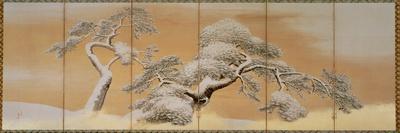 Pines in Snow, Decoration from Six-Panel Screen-Maruyama Okyo-Framed Giclee Print