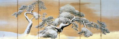 Pines in Snow, Decoration from Six-Panel Screen-Maruyama Okyo-Framed Giclee Print