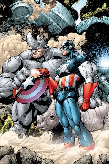 Marvel Adventrues Super Heroes No.5: Captain America and Rhino Holding the Shield-Chris Cross-Lamina Framed Poster