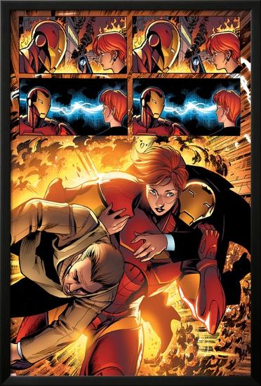 Marvel Adventures Iron Man No.3 Group: Iron Man, Pepper Potts and Virginia-Ronan Cliquet-Lamina Framed Poster