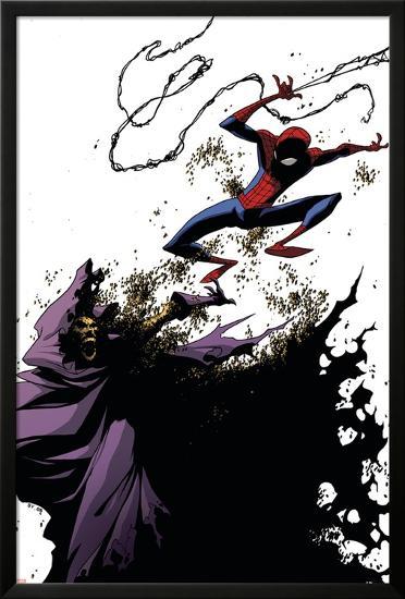 Marvel Adventures Spider-Man No.38 Cover: Spider-Man and Swarm-Skottie Young-Lamina Framed Poster