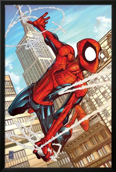 Marvel Adventures Spider-Man No.50 Cover: Spider-Man-Patrick Scherberger-Lamina Framed Poster