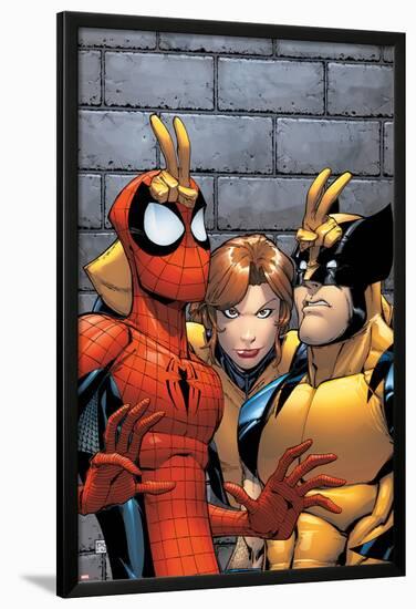 Marvel Adventures Spider-Man No.7 Cover: Spider-Man, Wolverine, and Shadowcat Standing-Patrick Scherberger-Lamina Framed Poster