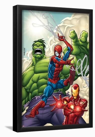 Marvel Adventures Super Heroes No.1 Cover: Spider-Man, Iron Man and Hulk-Roger Cruz-Framed Poster