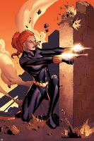 Marvel Adventures Super Heroes No.10 Cover: Black Widow Shooting-Clayton Henry-Lamina Framed Poster