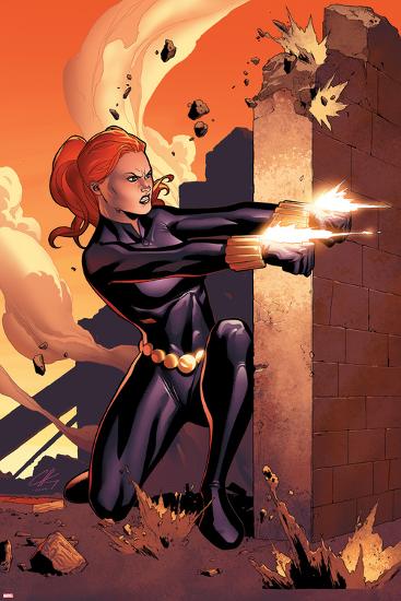 Marvel Adventures Super Heroes No.10 Cover: Black Widow Shooting-Clayton Henry-Lamina Framed Poster