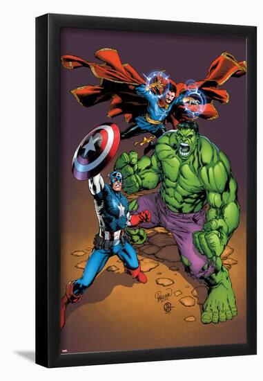 Marvel Adventures Super Heroes No.21 Cover: Captain America, Hulk, and Dr. Strange Posing-Carlo Pagulayan-Framed Poster