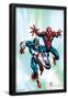 Marvel Age Team Up No.2 Cover: Spider-Man and Captain America Fighting and Flying-Randy Green-Framed Poster