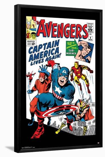 Marvel Comics - Avengers - Captain America - Comic Cover #4-Trends International-Framed Poster