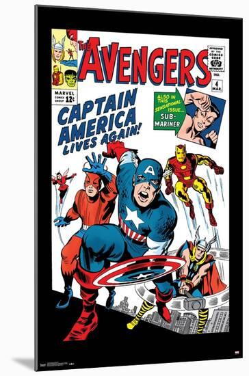 Marvel Comics - Avengers - Captain America - Comic Cover #4-Trends International-Mounted Poster