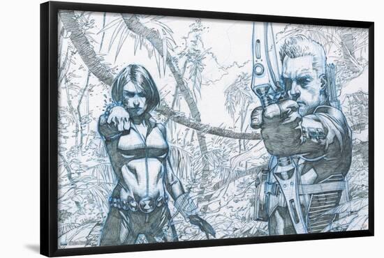 Marvel Comics - Hawkeye and Black Widow - Pencils-Trends International-Framed Poster