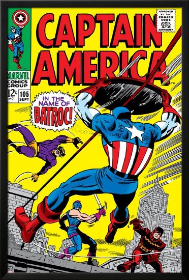 Marvel Comics Retro: Captain America Comic Book Cover No.105, Batroc-null-Lamina Framed Poster