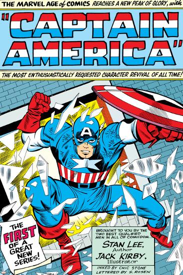 Marvel Comics Retro: Captain America Comic Panel; Smashing through Window; Red, White and Blue-null-Lamina Framed Poster