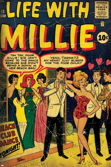 Marvel Comics Retro: Life with Millie Comic Book Cover No.13, Bathing Suit, Beach Club Dance (aged)-null-Lamina Framed Poster
