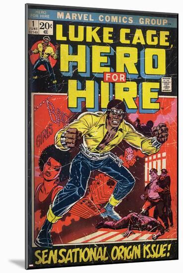 Marvel Comics Retro: Luke Cage, Hero for Hire Comic Book Cover No.1, Origin (aged)-null-Mounted Poster