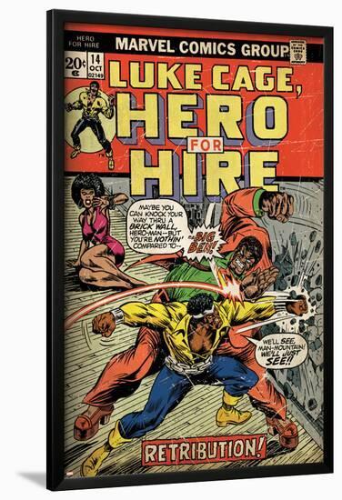 Marvel Comics Retro: Luke Cage, Hero for Hire Comic Book Cover No.14, Fighting Big Ben (aged)-null-Lamina Framed Poster