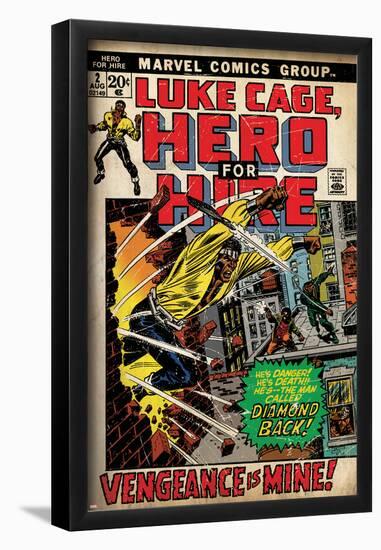 Marvel Comics Retro: Luke Cage, Hero for Hire Comic Book Cover No.2, Smashing Wall (aged)-null-Framed Poster