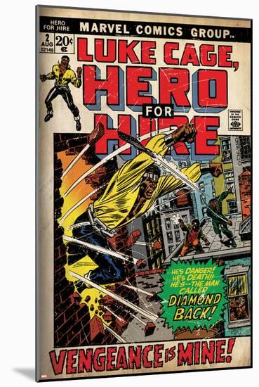 Marvel Comics Retro: Luke Cage, Hero for Hire Comic Book Cover No.2, Smashing Wall (aged)-null-Mounted Poster