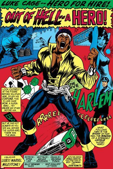 Marvel Comics Retro: Luke Cage, Hero for Hire Comic Panel, Screaming-null-Lamina Framed Poster