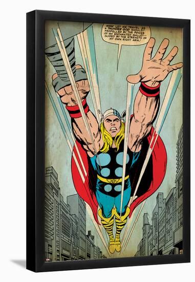 Marvel Comics Retro: Mighty Thor Comic Panel, Flying (aged)-null-Framed Poster