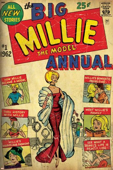 Marvel Comics Retro: Millie the Model Comic Book Cover No.1, the Big Annual (aged)-null-Lamina Framed Poster