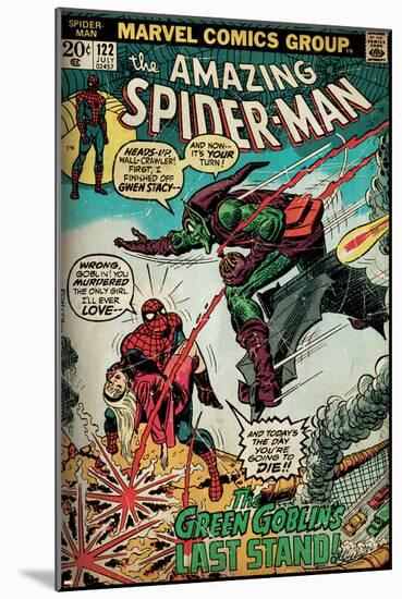 Marvel Comics Retro: The Amazing Spider-Man Comic Book Cover No.122, the Green Goblin (aged)-null-Mounted Poster