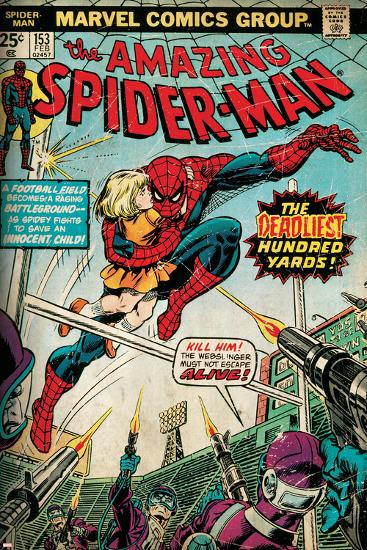 Marvel Comics Retro: The Amazing Spider-Man Comic Book Cover No.153 (aged)-null-Lamina Framed Poster