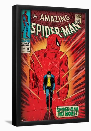 Marvel Comics Retro: The Amazing Spider-Man Comic Book Cover No.50, Spider-Man No More! (aged)-null-Framed Poster