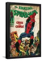 Marvel Comics Retro: The Amazing Spider-Man Comic Book Cover No.68, Crisis on Campus (aged)-null-Framed Poster