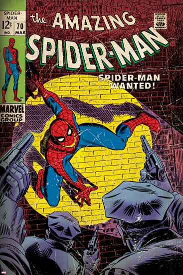 Marvel Comics Retro: The Amazing Spider-Man Comic Book Cover No.70, Wanted! (aged)-null-Lamina Framed Poster