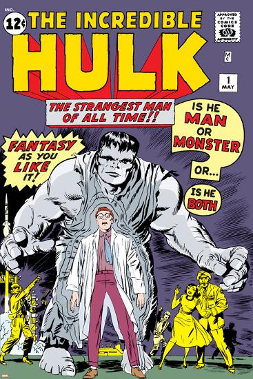 Marvel Comics Retro: The Incredible Hulk Comic Book Cover No.1, with Bruce Banner-null-Lamina Framed Poster