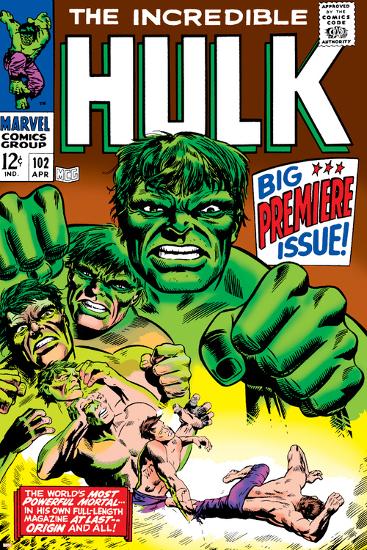 Marvel Comics Retro: The Incredible Hulk Comic Book Cover No.102, Big Premiere Issue-null-Lamina Framed Poster