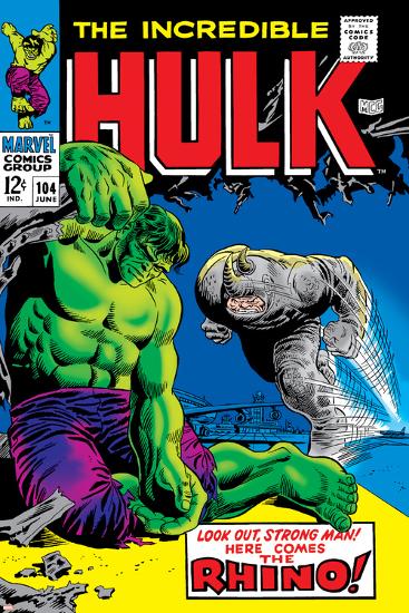 Marvel Comics Retro: The Incredible Hulk Comic Book Cover No.104, with the Rhino-null-Lamina Framed Poster