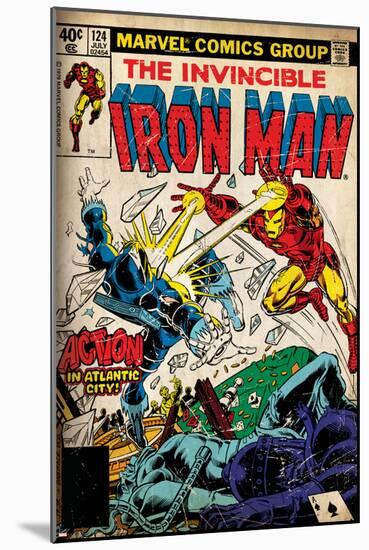 Marvel Comics Retro: The Invincible Iron Man Comic Book Cover No.124, Action in Atlantic City-null-Mounted Poster