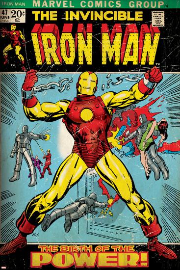 Marvel Comics Retro: The Invincible Iron Man Comic Book Cover No.47, Breaking Through Chains (aged)-null-Lamina Framed Poster