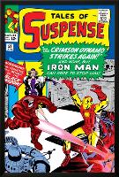 Marvel Comics Retro: The Invincible Iron Man Comic Book Cover No.52, Facing the Crimson Dynamo-null-Lamina Framed Poster