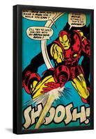 Marvel Comics Retro: The Invincible Iron Man Comic Panel, Fighting and Shooting, Shoosh! (aged)-null-Framed Poster