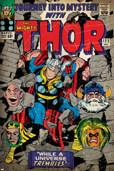 Marvel Comics Retro: The Mighty Thor Comic Book Cover No.123, Mystery with Absorbing Man, Odin-null-Lamina Framed Poster