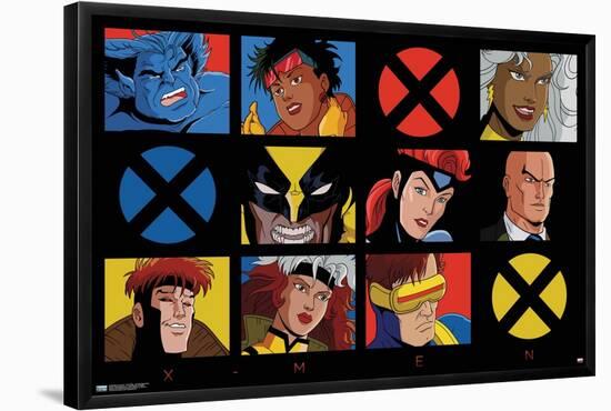 Marvel Comics - The X-Men - 90s Animated Grid-Trends International-Framed Poster