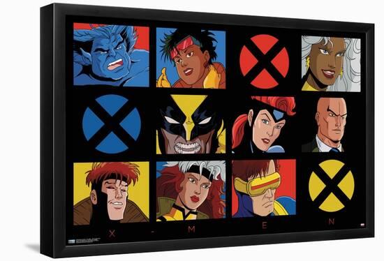 Marvel Comics - The X-Men - 90s Animated Grid-Trends International-Framed Poster