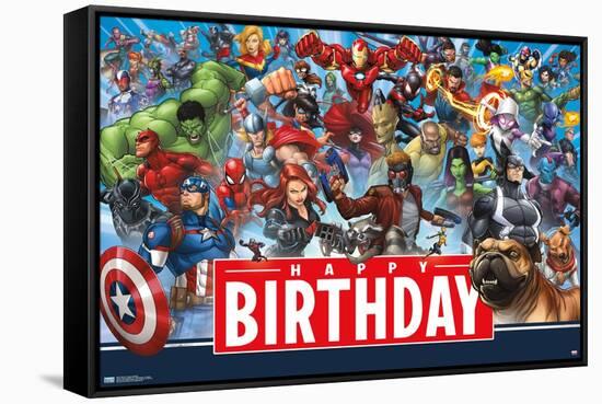 Marvel - Happy Birthday-Trends International-Framed Stretched Canvas