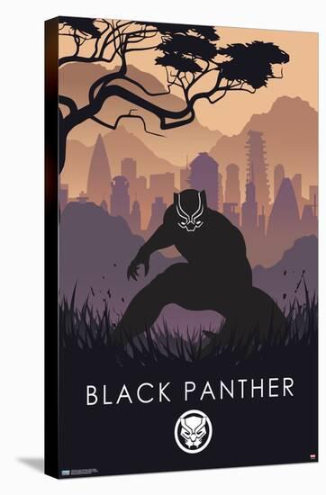 Marvel Heroic Silhouette - Black Panther-Trends International-Stretched Canvas