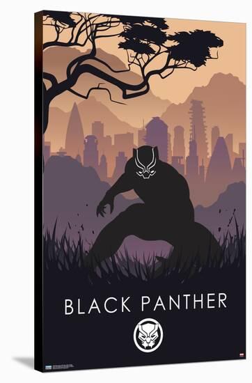 Marvel Heroic Silhouette - Black Panther-Trends International-Stretched Canvas