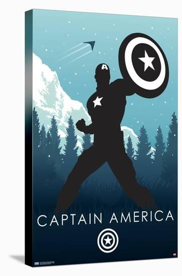 Marvel Heroic Silhouette - Captain America-Trends International-Stretched Canvas