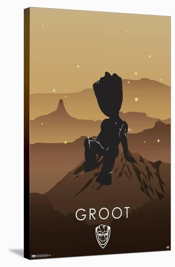 Marvel Heroic Silhouette - Groot-Trends International-Stretched Canvas