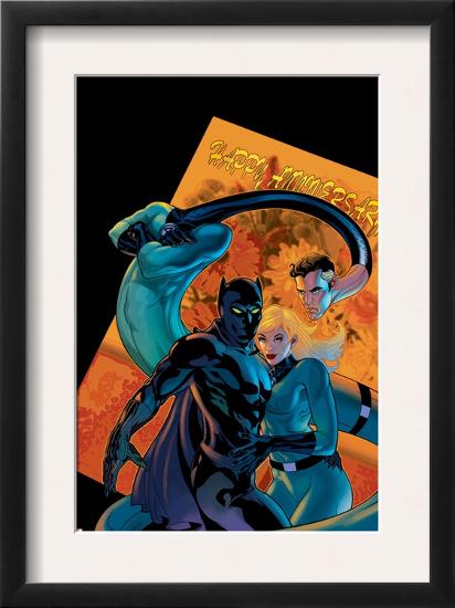 Marvel Knights 4 #21 Cover: Mr. Fantastic, Invisible Woman and Black Panther-Valentine De Landro-Framed Art Print