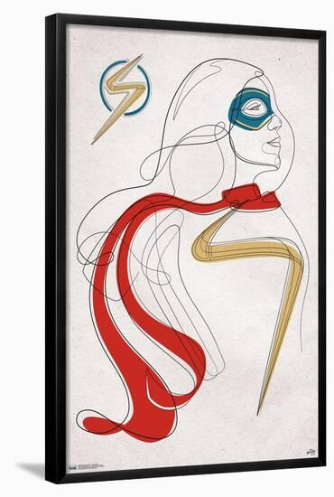 Marvel Ms. Marvel - Line Drawing-Trends International-Framed Poster