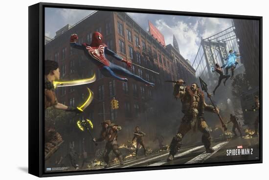 Marvel's Spider-Man 2 - Street Fight with Kraven-Trends International-Framed Stretched Canvas