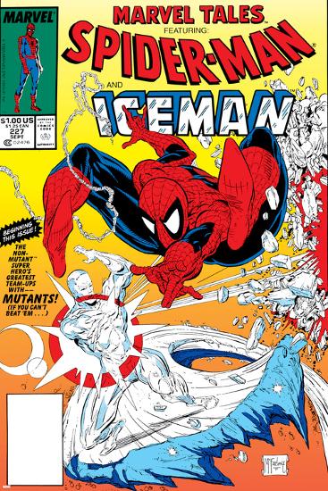 Marvel Tales: Spider-Man No.227 Cover: Spider-Man and Iceman Fighting-Todd McFarlane-Lamina Framed Poster