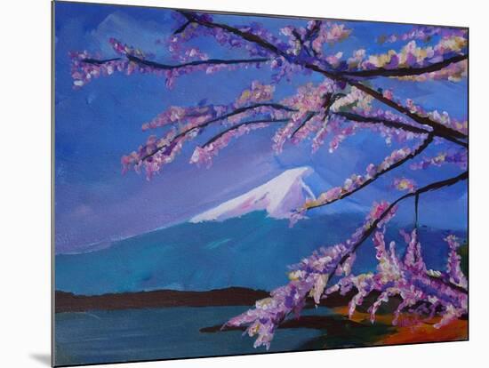 Marvellous Mount Fuji with Cherry Blossom in Japan-Markus Bleichner-Mounted Art Print